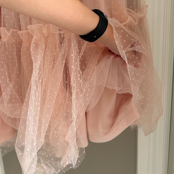 Mable Pink Tulle Polka Dot Tie-Strap Midi Dress, Size: Medium, NWOT - Picture 4 of 10